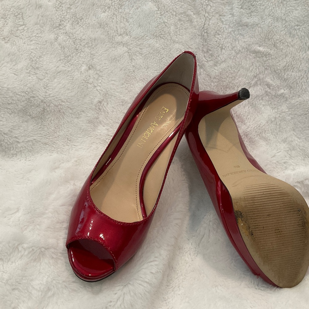 Enzo Angiolini Patent Red Peep Toe